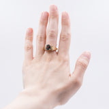 Anello vintage in oro 14K con spinello e diamanti, anni ‘60