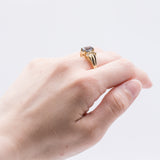 Anello vintage in oro 14K con spinello e diamanti, anni ‘60