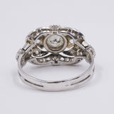 Anello Art Decò in oro bianco 18k con diamante centrale di 0.40ct e contorno di diamanti