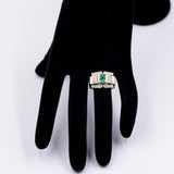 Anello vintage in oro giallo 18k con tormalina verde e diamanti (0.80ct), anni '50