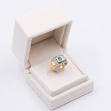 Anello vintage in oro giallo 18k con tormalina verde e diamanti (0.80ct), anni '50