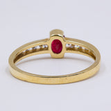 Anello vintage in oro giallo 14k con rubino (0.20ct) e diamanti (0.15ct), anni '70