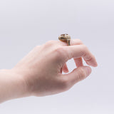 Anello vintage in oro giallo 8k con quarzo citrino, anni '50