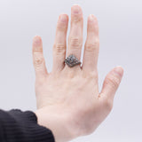 Anello Art Nouveau in oro 14K e argento con diamante taglio vecchio (0.50ct ca.), anni '20