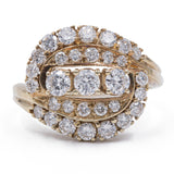 Anello vintage in oro giallo 14K con diamanti (1.57ctw ca.), anni '70