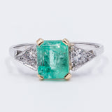 Nouvelle bague en or 18 carats avec émeraude (1,75 ct) et diamants (0,17 ct)