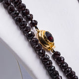 Collana con granati vintage con susta in oro giallo 18k, anni '50