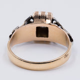 Vintage two-tone 18k gold ring with central diamond (0.15 ct), 1940s