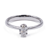 Solitario con diamante taglio goccia (0.38 ct) in oro bianco 18k