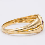 Anello vintage in oro 18k con rubini taglio carrè, anni '70