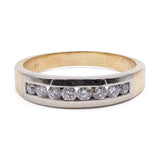 Anello riviera in oro bicolore 18k con 0.50ct di diamanti, anni 70