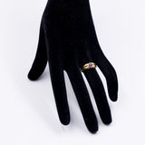 Anello vintage in oro 18k con rubini taglio carrè, anni '70