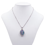 Collier vintage in oro bianco 14k con pendente con opale triplet e diamanti (0.72ct)
