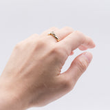 Anello vintage in oro giallo 14k con diamanti (0.14ct), anni 70