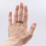 Anello riviera in oro bicolore 18k con 0.50ct di diamanti, anni 70