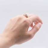 Anello riviera in oro bicolore 18k con 0.50ct di diamanti, anni 70
