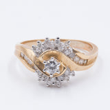 Bague vintage en or 14 carats et diamants, 1970