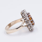 Anello in oro 18K con quarzo citrino (4.20ct ca.) e diamanti (1.80ct ca.) , anni '60