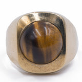 Anello vintage in oro giallo 8k con occhio di tigre, anni '70