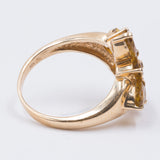 Bague vintage en or 14 carats avec quartz citrine, 1960