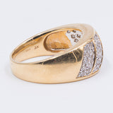 Anello in oro giallo 14k con pavé di diamanti (1.5ct) , anni '70/'80