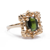 Bague en or 14 carats avec pierre verte, années 1950