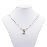 Collier vintage in oro giallo 18k con goccia di smeraldo e diamanti , anni '80