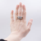 Anello in oro giallo 14k con pavé di diamanti per un totale di 1.8ct, anni '70/'80