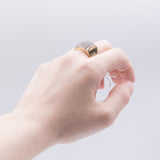 Anello in oro giallo 14k con pavé di diamanti per un totale di 1.8ct, anni '70/'80