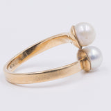 Anello vintage in oro giallo 18k con perle, anni '70