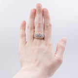 Anello in oro giallo 14k con pavé di diamanti (1.5ct) , anni '70/'80