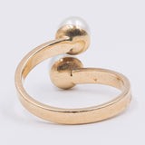 Anello vintage in oro giallo 18k con perle, anni '70