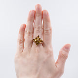 Bague vintage en or 14 carats avec quartz citrine, 1960