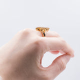 Bague vintage en or 14 carats avec quartz citrine, 1960