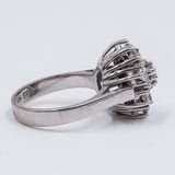 Anello a fiore vintage in oro bianco 14k con diamanti (0.86 ct), anni '60