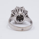 Anello a fiore vintage in oro bianco 14k con diamanti (0.86 ct), anni '60
