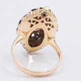 Anello vintage in oro giallo 18k con granati, anni '50