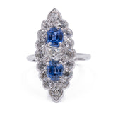 Anello in oro bianco 18k con 2ct di diamanti e 1ct di zaffiri