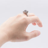 Anello a fiore vintage in oro bianco 14k con diamanti (0.86 ct), anni '60