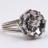 Anello vintage in oro bianco 18k con diamanti (0.35ctw), anni '60