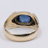 Anello vintage da uomo in oro giallo 12k con pasta di vetro blu, anni '50