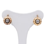 ORECCHINI ANTICHI IN ORO 18K E ARGENTO CON DIAMANTI DI TAGLIO VECCHIA MINIERA, ANNI '40