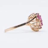 Bague vintage en or 14 carats avec rubis et diamants, 1960