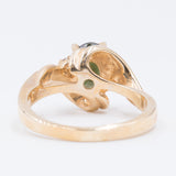 Bague en or 14 carats avec tourmaline et diamants, années 1960