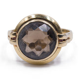 ANELLO VINTAGE DA COCKTAIL IN ORO 14K CON QUARZO FUMÈ, ANNI ‘60