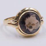 ANELLO VINTAGE DA COCKTAIL IN ORO 14K CON QUARZO FUMÈ, ANNI ‘60