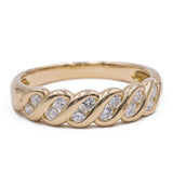 Anello vintage a riviera in oro giallo 18k con diamanti (0.30ctw), anni '70