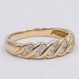 Anello vintage a riviera in oro giallo 18k con diamanti (0.30ctw), anni '70