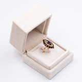 Anello vintage in oro giallo 18k con granati, anni '50