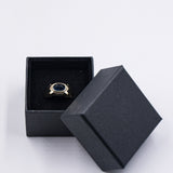 Anello vintage da uomo in oro giallo 12k con pasta di vetro blu, anni '50